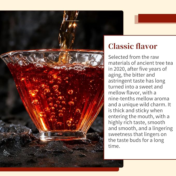 XIXICHA Classic Premium Pu-erh Tea Brick Grade AAA Produced in 2020 Aged Ripe Pu 'er Ancient tree Pu 'er tea Cake Worth collecting Produced in Menghai，Yunnan 500g/17.64oz（250g*2）Additive-free Chinese tea（468 cups）普洱熟茶 典藏普洱 云南勐海普洱茶砖