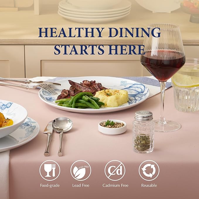 Minh Long 10.7 IN Porcelain Dinner Plates, Set of 6, Chip & Scratch Resistant, Oven Safe up to 482°F, Microwave & Dishwasher Safe, Ceramic Dinner Plates, Ideal size for Serving Steak or Main Course