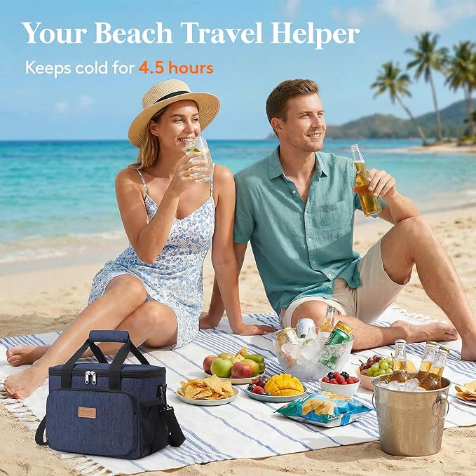 Lifewit Medium Lunch Bag, Insulated Lunch Box, Soft Cooler Cooling Tote for Adult Men Women, Dark Blue 12-Can (9L)