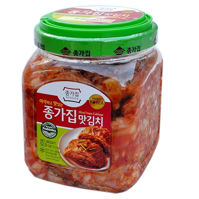 Jongga Mat Kimchi 52.9 oz(1.5kg) Cut Cabbage Kimchi - Imported from Korea - Fresh Naturally Fermented