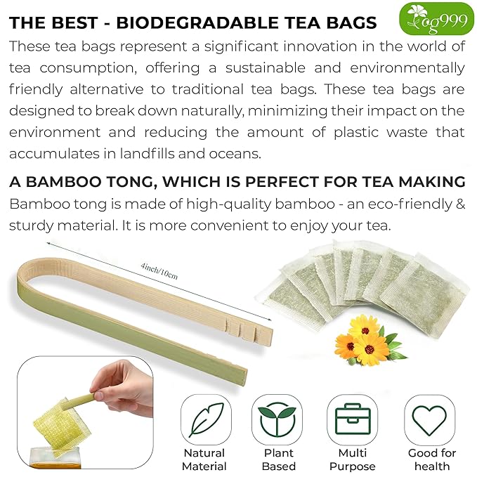TOG999, Premium 30 Moringa Leaf Tea Bags, 100% Natural & Pure. Loose Leaf Moringa Herbal Tea. No Sugar, No Caffeine, No Gluten, Vegan.