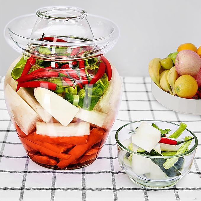 Glass Fermenter, Kimchi Jar Pickle Jar, for making kimchi, fruit sauce and wine making P-J-1 (A)