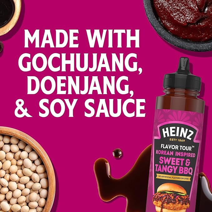 Heinz Flavor Tour Korean Inspired Sweet & Tangy BBQ Sauce, 10 fl oz Bottle
