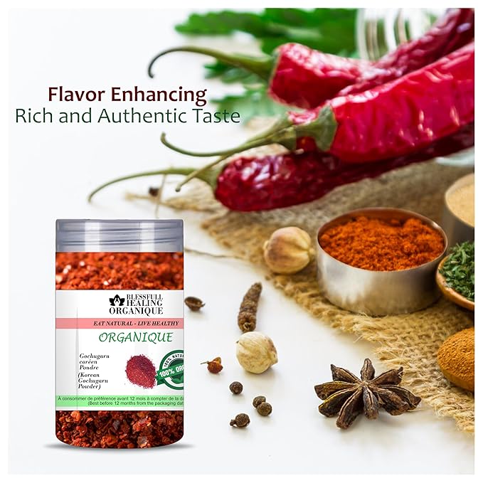 Blessfull Healing Organic Korean Gochugaru Powder (Korean Chilli Pepper Fine Powder) 100 Gram