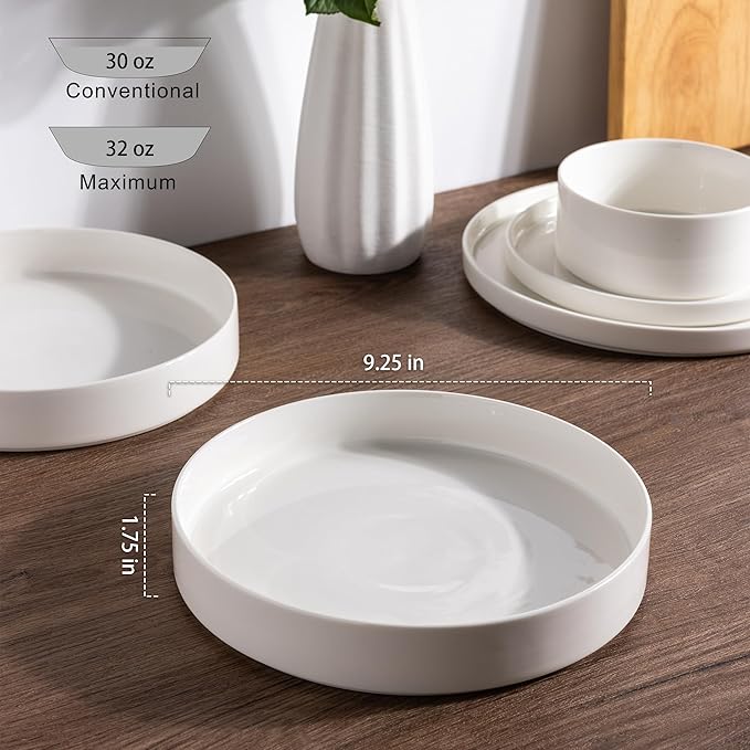 LERATIO Large Pasta Bowls,38oz Ceramic Pasta Bowls,9.25" Reactive Glaze Pasta Bowl Set of 4,Microwave & Dishwasher,Oven Safe,Wide Serving Bowls for Salad,Pasta,Fruit,Scratch Resistan -White