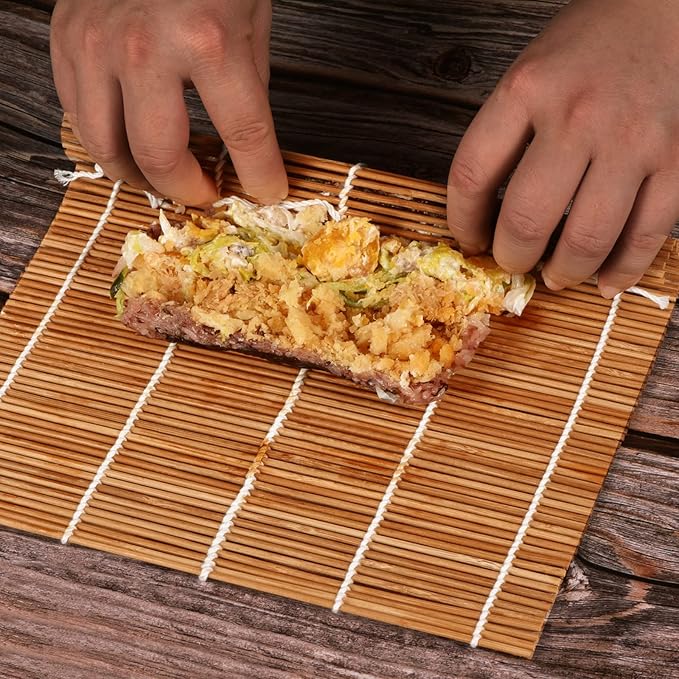 MIUQILAIY 9.5"x9.5"Bamboo Sushi Rolling Mat,kimbap roller(4 PCS)