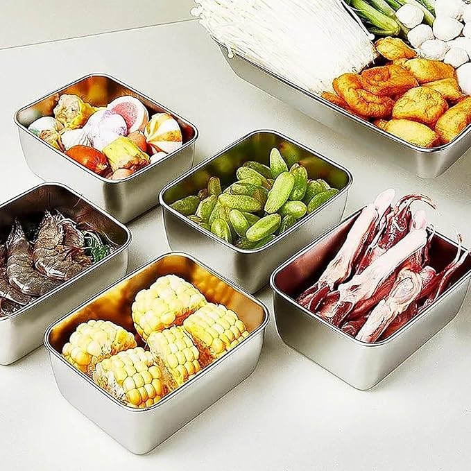 6Pcs Large Stainless Steel Food Containers with Lids,Leakproof Meal Prep Containers,Airtight Kimchi Containers Reusable,Stackable/Oven/Dishwasher/Freezer Safe
