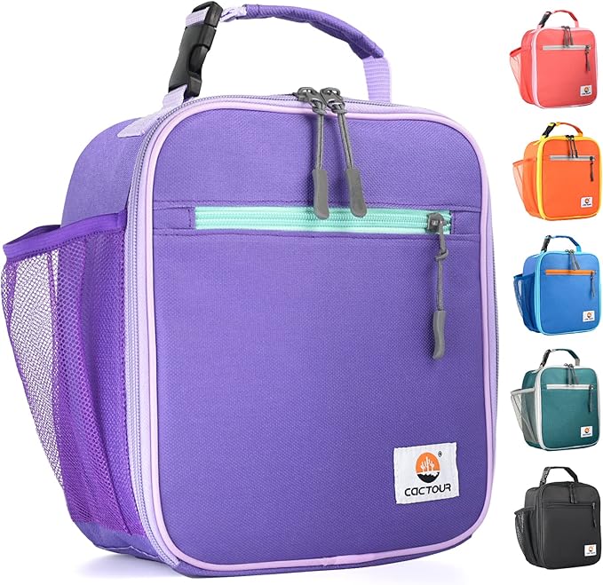 CaCTOUR Lunch Box Kids,Premium Insulated Lunch Bag for Girls Boys Teen Women,Soft Bag Mini Cooler Back to School Thermal Reusable Lunch Bag for Work School Picnic (Purple)