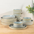 TheTerra Ceramic Dinnerware Sets for 6, 18 Pieces Porcelain Lightweight Plates and Bowls Sets, Scratch Resistant Dish Set, Oven & Microwave & Dishwasher Safe, Illusion Blue