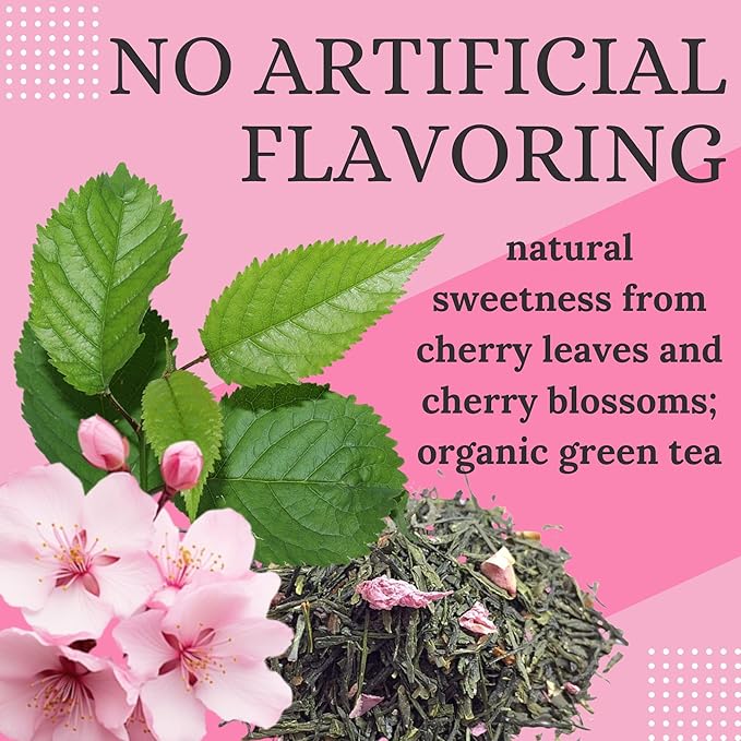 Chasandai Sakura Sencha Loose Leaf Tea, Organic Japanese Green Tea, Made in Japan, 30g - Cherry Blossom Leaf Sencha, No Artificial Flavorings or Colorings, With Sakura Petals