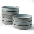 famiware Star 7.5" Pasta Bowls Set, Salad Bowl Set of 8, Double Reactive Glaze, Stackable, Ideal for Your Friend for Housewarming, Festivals, Smoky Blue