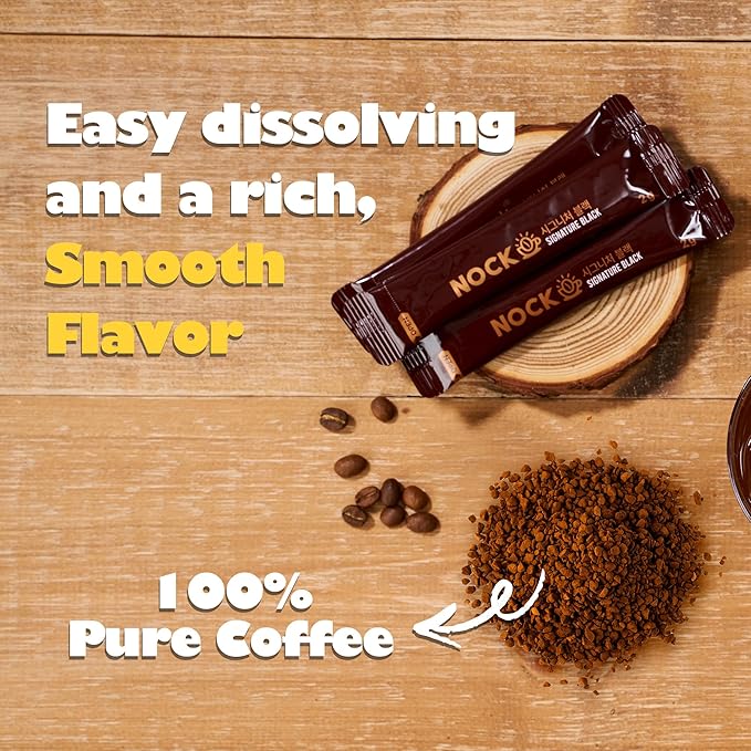[Nokchawon] Korean Black Instant Coffee - Premium Dark Roast Coffee Sticks for Travel and Office - Sugar Free Zero Calorie Energy Boost for Daily Wellness - 20 Sticks