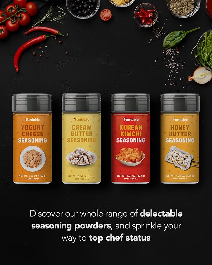Funtable Cream Butter Seasoning (5.64 oz, 160g) - Sweet & Creamy Butter Flavor Powder, Easy to Use Perfect Seasoning for Chicken, Nuggets, Popcorn, Nachos & More.