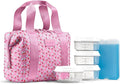 Fit & Fresh Remi Lunch Bag for Women Work – Neoprene Lunch Tote with Containers & Ice Pack, Reusable Meal Prep Lunch Box, Large Capacity, Machine Washable, Sweet Pink Block