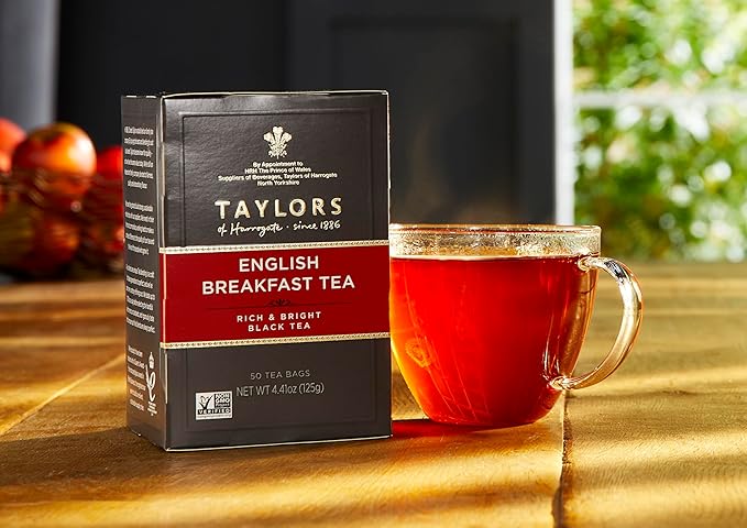 Taylors of Harrogate English Breakfast,Black Tea,Pillow Tea Bags,Rich,Bright & Malty,Caffeinated,Enjoy Hot or Iced,50 Teabags,50 Count (Pack of 2)