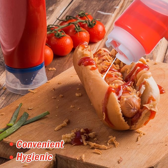 4 Pcs Kitchen Squeeze Bottle, 32 Oz Drizzle Bottle for Sauces & Dressings, No Drip Self-Sealing Mayonnaise Squeeze Bottles, Inverted Refillable Condiment Dispenser for Restaurant, White