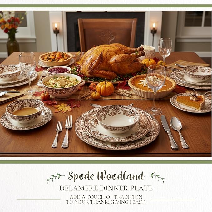 Spode Delamere Dinner Plate 10.5 Inch | Perfect for Thanksgiving and Other Special Occasions | Made in England from Fine Earthenware | Microwave and Dishwasher Safe