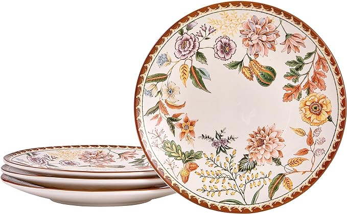 Bico Blooming Moment Dinner Plates Set of 4, 11 Inch Large Ceramic Plates for Pasta, Steak, Stylish Serving Dishes, Microwave and Dishwasher Safe, Gift for Housewarming and Thanksgiving