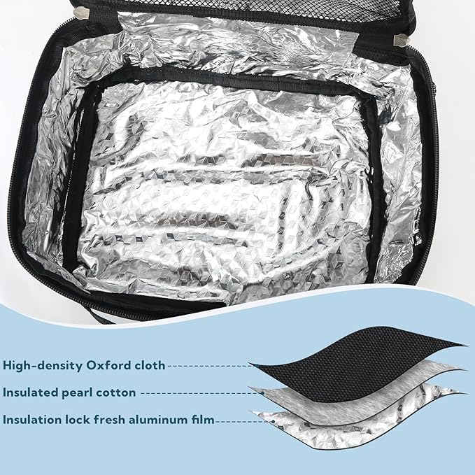 12 Pack lunch box Bulk,Insulated Reusable Lunch Bags with Aluminum for Women Men Girls Kids,Leakproof lunch boxes,Small Lunch Tote Bag for Office,Work,Beach or Travel,Black