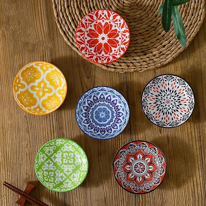 6PCS Ceramic Dipping Bowls,Small Bowl,Soy Sauce Dish Dipping Sauce Little Bowl,Sauce Plates Tiny Bowls for Condiments Sushi Dishes Soy Sauces Ketchup Snack Side Dishes Set of 6