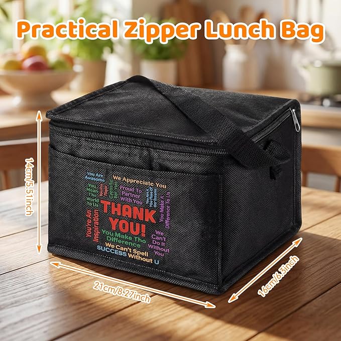 Nuogo 15 Pack Employee Appreciation Gift Bulk, Thank You Insulated Lunch Bags, Reusable Leakproof Cooler Boxes, Waterproof Thermal Beverage Bag for Team Employee Coworkers Social Work Gift