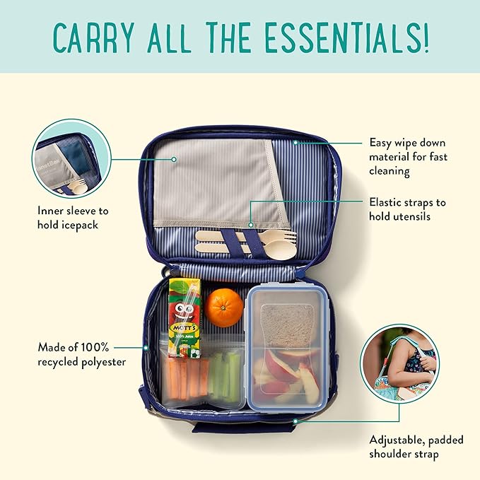 PlanetBox Insulated Lunch Bag – Stardust Edition Carry Bag with Pockets for Water Bottle and Snacks – Durable, Easy to Clean, and BPA Free