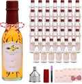 5oz Hot Sauce Bottles with Lids,Clear Woozy Bottles with Shrink Capsules,Small Wine Making Bottles With Lids for Bottling,Empty 5oz Glass Vanilla Extract Bottles With Red Caps Set of 35