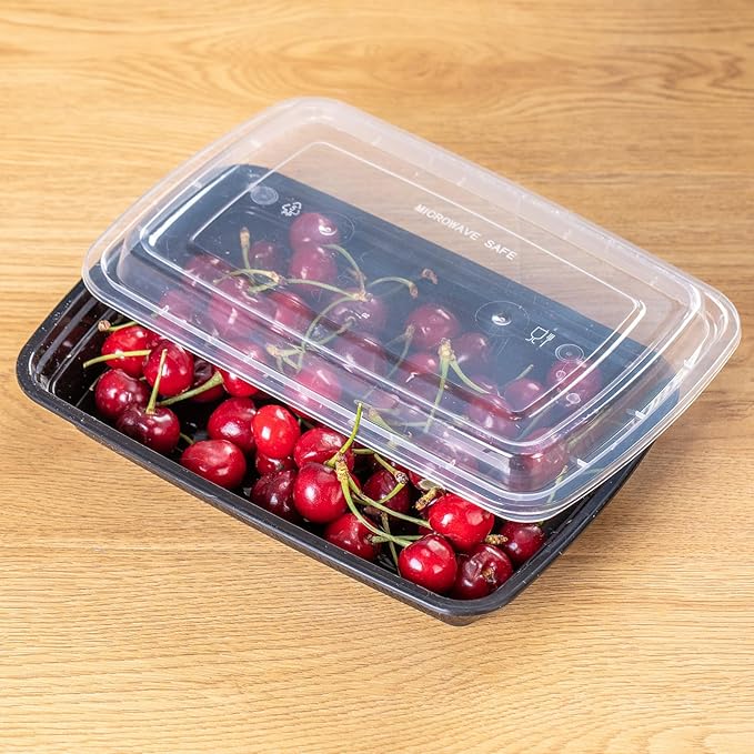 24 oz Meal Prep Containers - 50 Pack Bulk, Leakproof with Lids, Microwave/Freezer/Dishwasher Safe - For Salads, Sides & Portion Control