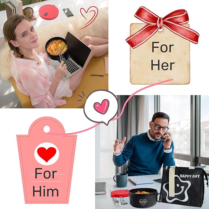 AI LOVE PEACE Ramen Bowls, 40 oz Large Microwavable Noodle Bowls (2 Red) with Wooden Utensils, Chopsticks, and Utensil Bag, Portable Microwave Bowl for Home, Office, Dorm, or College Gift.