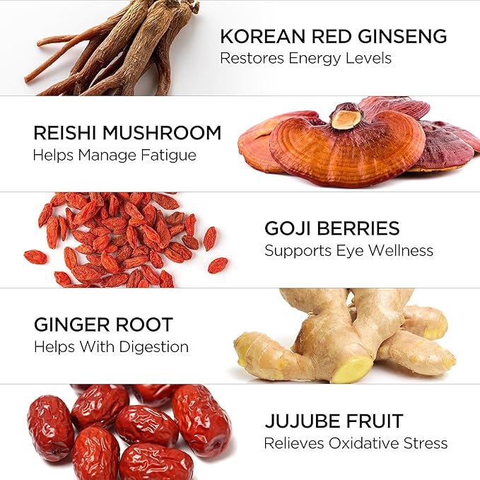 JUNG Kwan Jang Hong Sam Won Korean Red Ginseng Drink, Herbal Tea Vegan Friendly (30 Pouches)