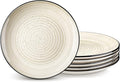 vancasso Bonbon Dinner Plates Set of 6, 10.5 Inch Ceramic Dinner Pasta Plates,Large Dinnerware Plate for Kitchen, Microwave & Dishwasher Safe Serving Bowls, Beige