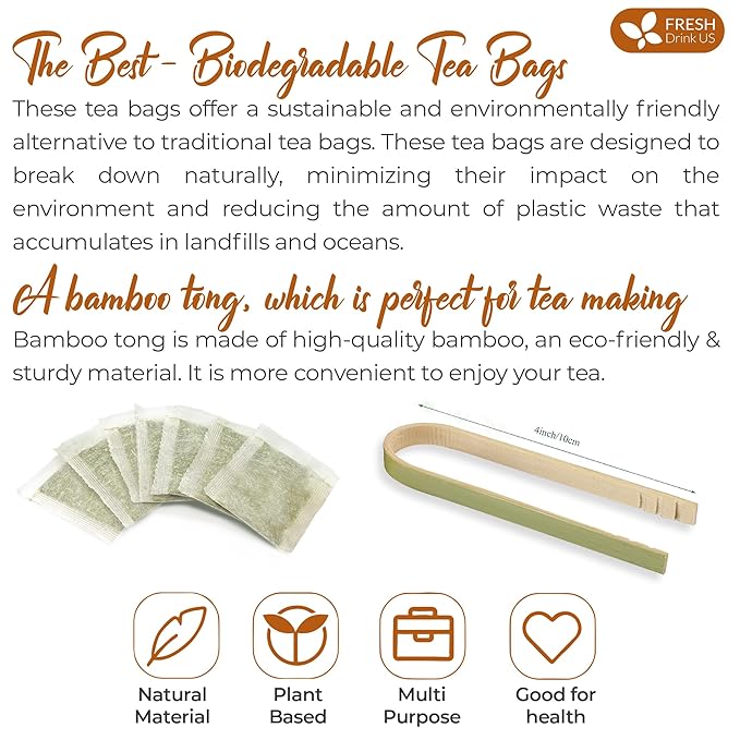 FreshDrinkUS, Premium 75 Burdock Root Tea Bags, 100% Natural & Pure, Herbal Tea. Made with Natural Material Tea Bags. No Sugar, No Caffeine, No Gluten, Vegan.
