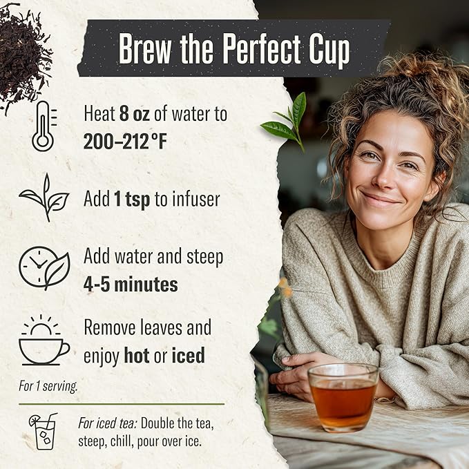 Numi Organic Breakfast Blend Tea, Loose Leaf Black Tea, 16 oz Bulk Pouch, Organic Loose Leaf Tea Brews 200 Cups, Full-Bodied Breakfast Blend, Strong Bold Black Tea for Morning Energy