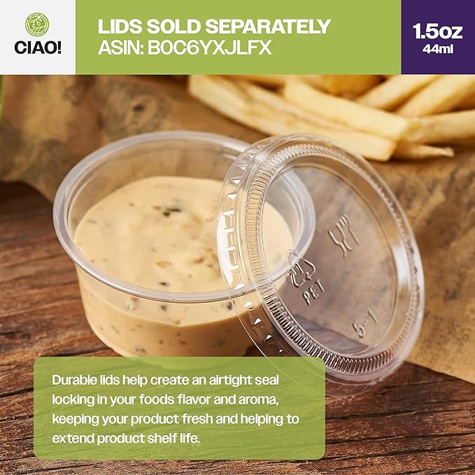 CIAO! 1.5OZ PP Clear Portion Cup, Lids Sold Separately (Case of 2,500)