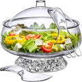 Amazing Abby - Ice Bed - Acrylic 5-Quart Salad Bowl with Built-in Ice Base and Lid, Plastic Clear Serving Bowl with Integrated Servers, Keeping Salad Cold and Fresh for Party, Picnic, Outdoor Dining