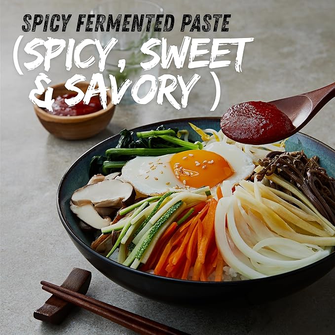 Gochujang Premium – Korean Red Chili Paste [ Mild | 1.1 lb (500g) ] – Gluten-Free/ 0 Fat/ 0 Cholesterol / (40 Calories/Serving) | Spicy & Sweet Savory Fermented Sauce | Great for Bibimbap, Marinades, Stews & BBQ - O’food