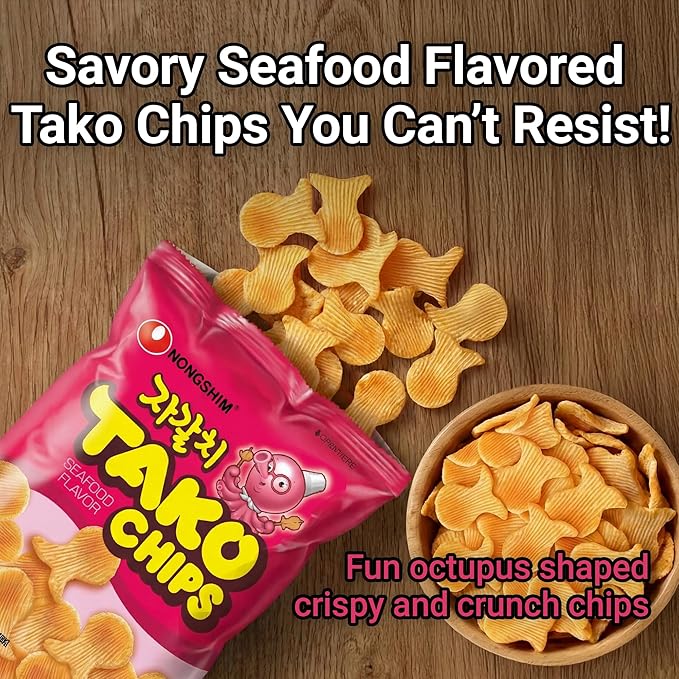 Nongshim Korean Variety Snack Pack, Original Shrimp Crackers, Honey Twist Snack, Banana Kick, Tako Chips, Variety Pack, Snacks for Kids, Sport Event Essential, Korean Snacks (Pack of 4)