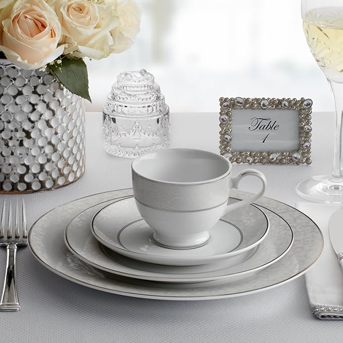 Mikasa Parchment 40-Piece Dinnerware Set, Service for 8, Durable Porcelain Plates, Bowls, and Mugs with Contemporary Design, Dishwasher Safe
