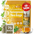 FreshDrinkUS, Premium 75 Fenugreek Tea Bags, 100% Natural & Pure from Fenugreek. Fenugreek Herbal Tea. Made with Natural Material Tea Bags. No Sugar, No Caffeine, No Gluten, Vegan.