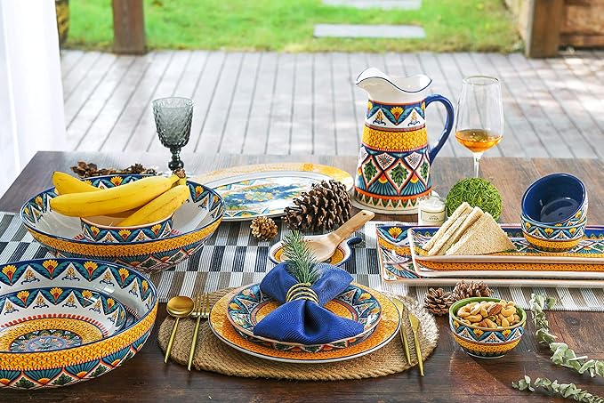 Bico Havana Dinner Plates Set of 4, 11 Inch Large Ceramic Plates for Pasta, Steak, Stylish Serving Dishes, Microwave and Dishwasher Safe, Gift for Housewarming and Thanksgiving