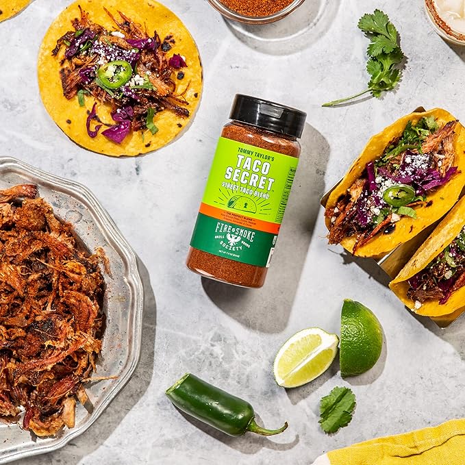 Fire & Smoke Society Taco Secret Taco Seasoning Mix | XLarge Bottle, 9.2 oz | Fajita Seasoning Mix, Carnitas, Meat, Mexican Spice Blend