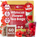 FRESHDRINKUS 60 Hibiscus Flowers Tea Bags, 100% Natural, Pure from Hibiscus Flowers. Loose Flower Hibiscus Herbal Tea. Hibiscus Flower Tea. No Sugar, No Caffeine, No Gluten, Vegan.