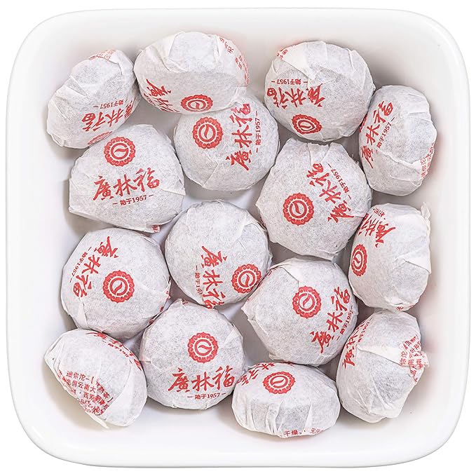 Tealyra - Pu Erh Menghai - Ripe Tuo Cha Mini Cakes - Puerh Tea - Individually Wrapped - 8-ounce (37-39pcs)