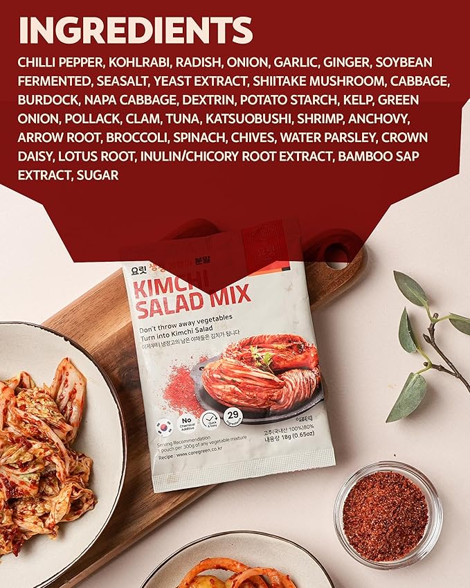 YORIT Kimchi Salad Seasoning Mix - korean inspired spice mix, NO MSG, Natural Gochugaru Seasoning Powder, Chemical Additive-Free, Quick & Easy cooking Kimchi in 30 Seconds (4 Pack) 요릿 김치믹스 겉절이분말