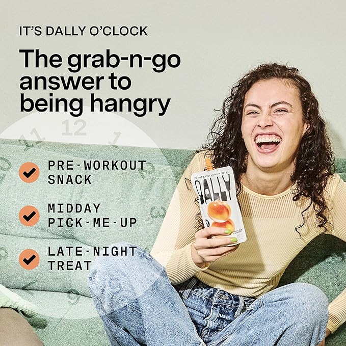Dally Peach Drinkable Konjac Jelly 10 Pouches | Healthy 10-Calorie, Keto, Gluten Free, Sugar Free Korean Fruit Snack | Prebiotics & Postbiotics for Skin, Immune & Weight Management