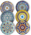 glowworm Dinner Plates Set of 6 – 8.5 Inch Ceramic Dessert Plates, Colorful Bohemian Salad Plate Set for Kitchen, Restaurant & Housewarming Gift – Microwave, Oven & Dishwasher Safe