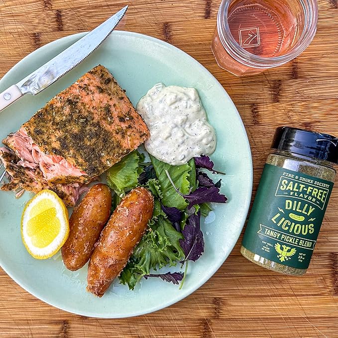 Fire & Smoke Society Salt-Free Dilly Licious Seasoning Blend | All Purpose Seasoning | Chicken, Fish, Potatoes, Veggies | Garlic, Onion, Dill | M 3.9 oz