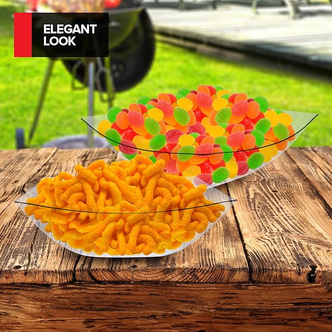 64oz Clear Plastic Serving Bowls (4 Pack) Large Disposable Candy Dishes, Square Plastic Buffet Containers for Chips, Snacks, Mints, Salad Bar, Snack Bowl Parties, Office, Bridal Shower, Party Supplies