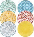 vancasso Ceramic Salad Plates Set of 6, Small Vintage 8.25 Inch Plate Set of 6 for Kitchen, Porcelain ColorfulDessert Plates for Kitchen, Microwave Oven Dishwasher Safe, Vintage Gift, Pastel