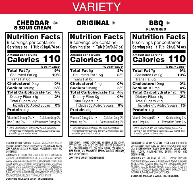 Pringles Potato Crisps Chips, Lunch Snacks, On-the-Go, Snack Stacks, Variety Pack, 19.36oz Box (27 Cups)
